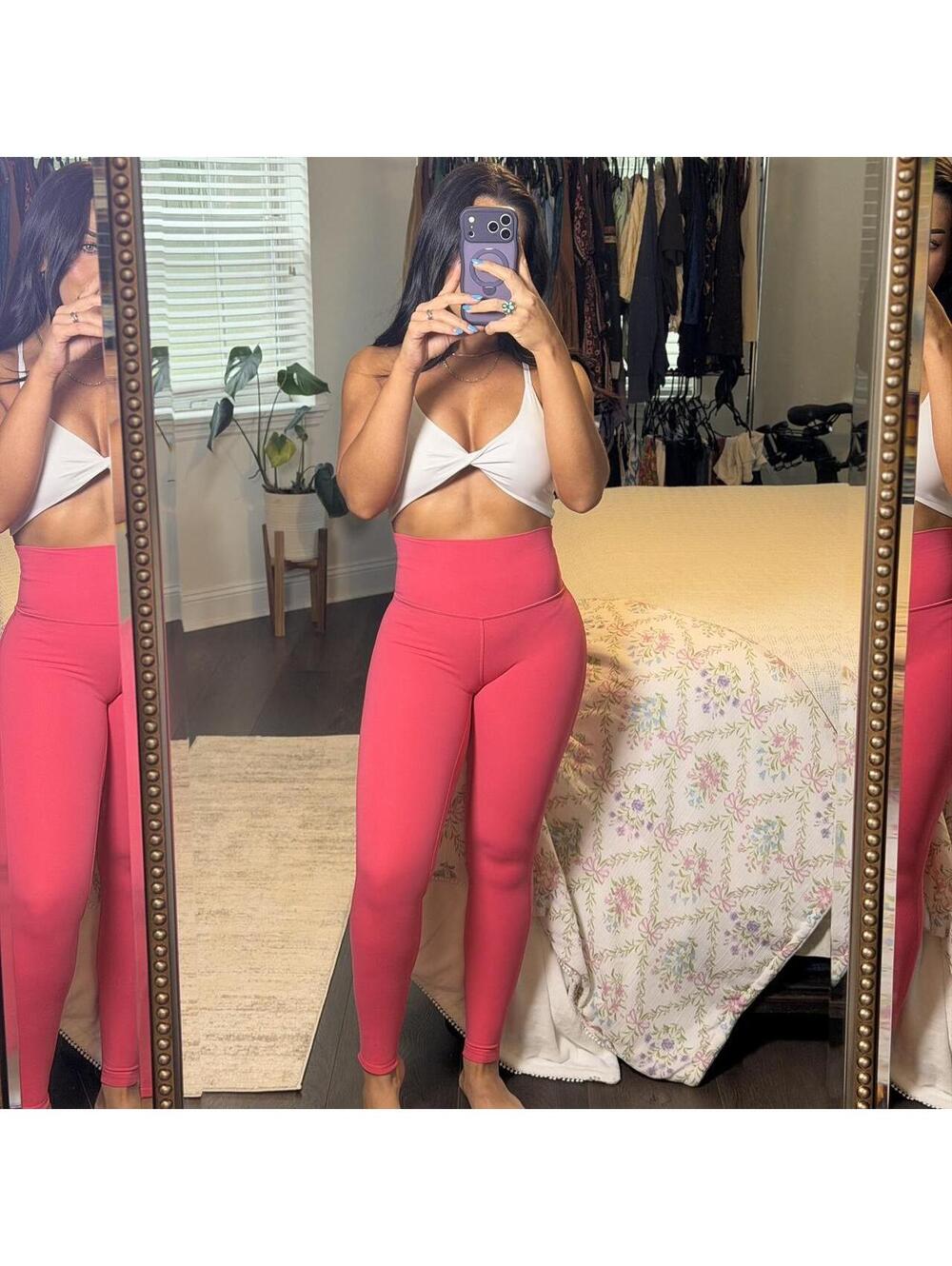 Lululemon Pink Wunder Train High Rise Pink Leggings Size 4